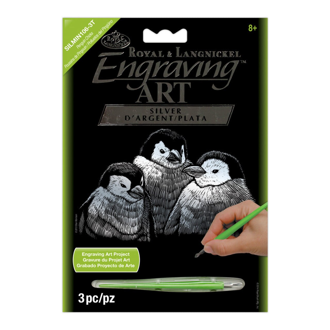 SILMIN-106 | Engraving Art™ 5" x 7" Penguin Chicks Silver Foil Project